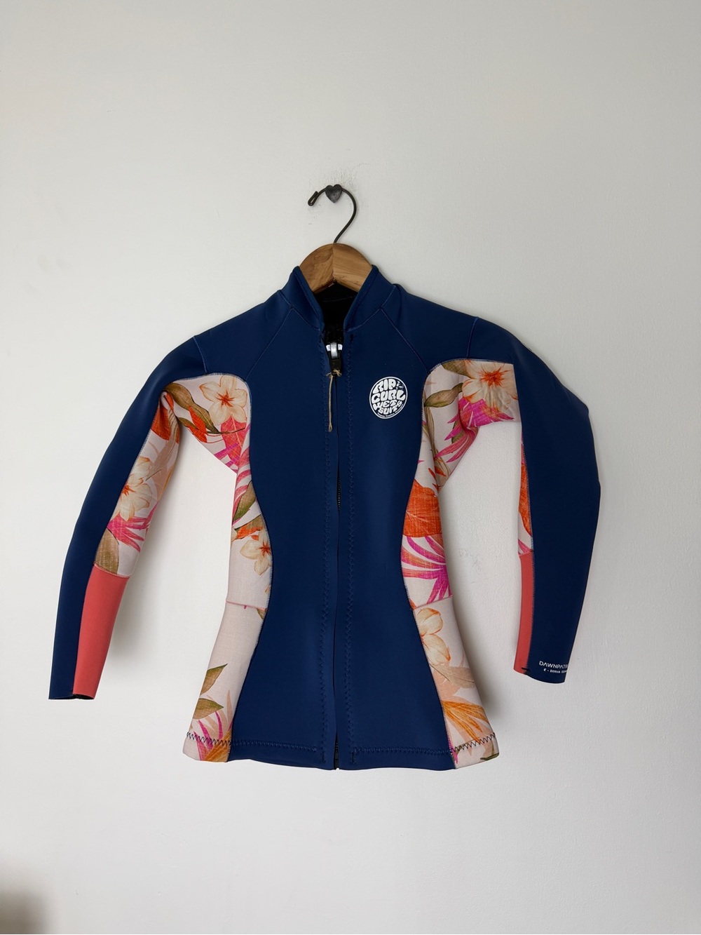 Rip Curl Navy Floral Coral-Accent Wetsuit Sleeve